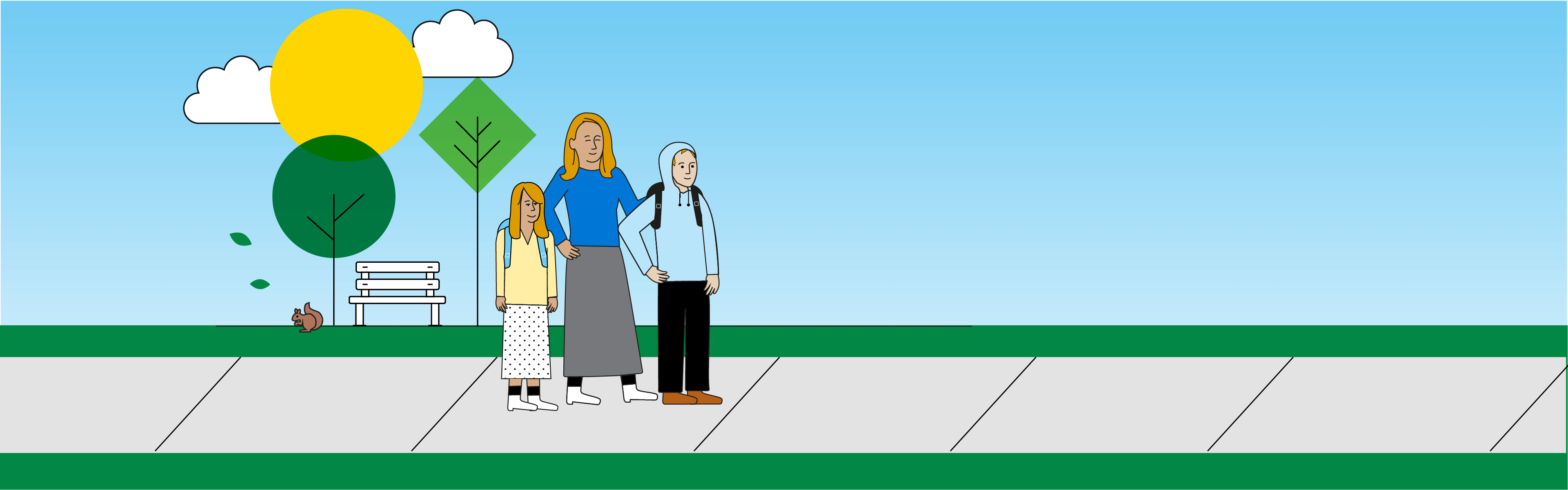 family-going-school-illustration